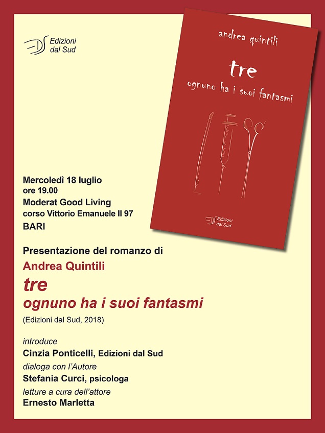 Prima presentazione del romanzo “tre – ognuno ha i suoi fantasmi” di Andrea Quintili